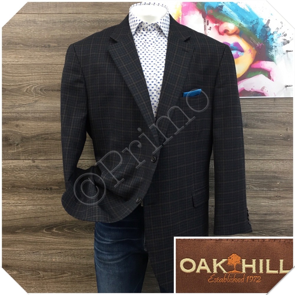 OAK HILL Mens Wool Blazer Sport Coat Casual Jacket Size 2XLT 50/52 Classic Suit